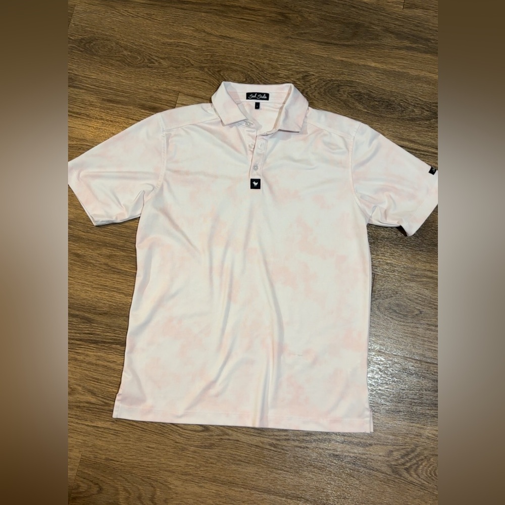 Bad Birdie Light Pink/white Polo Golf Shirt size Small